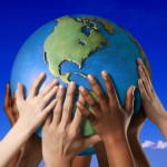 Hands on a globe Hands on a globe